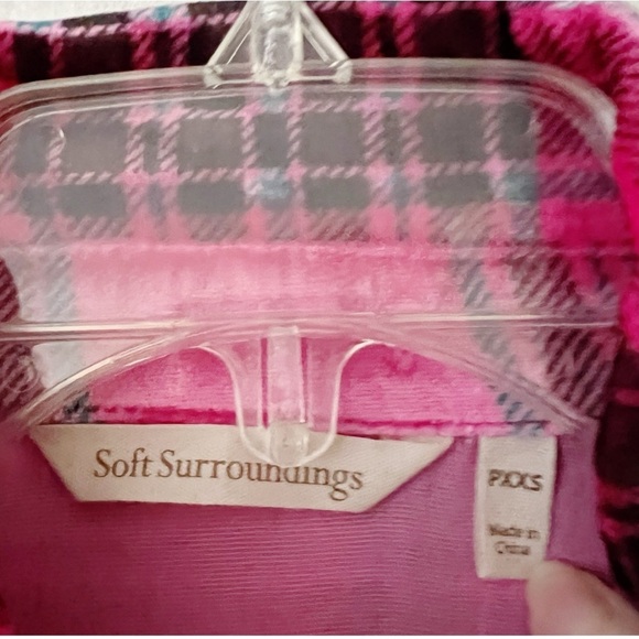 Soft Surroundings Silk-Blend Pink Plaid Button Front Shirt Size XXSP - Picture 6 of 11